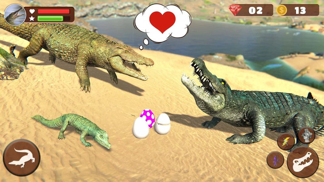 Wild Crocodile Family Sim Game - Gameplay image of android game