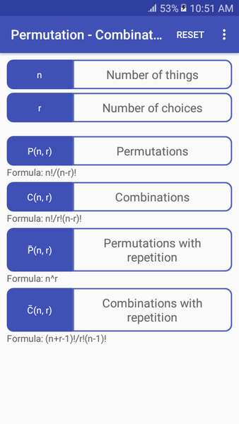 Permutation - Combination Calc - عکس برنامه موبایلی اندروید