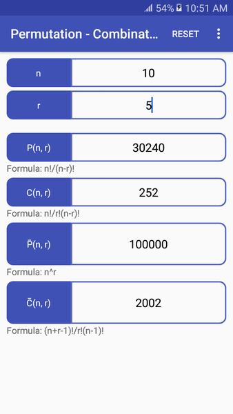 Permutation - Combination Calc - عکس برنامه موبایلی اندروید