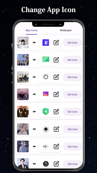 BTS Wallpaper Theme App Icons - عکس برنامه موبایلی اندروید