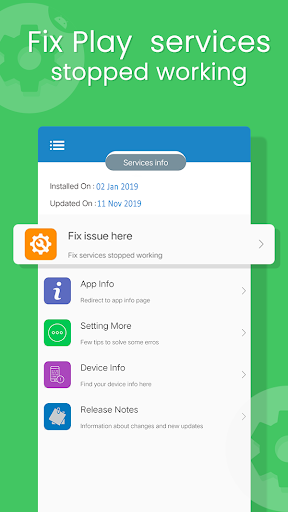 Update Play Services - Info & Fix errors(2020) - Image screenshot of android app