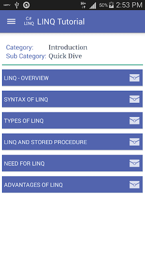 C# LINQ Tutorials - Image screenshot of android app