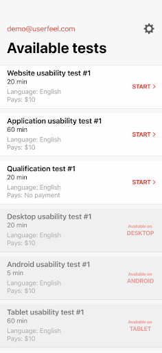 Userfeel - Image screenshot of android app