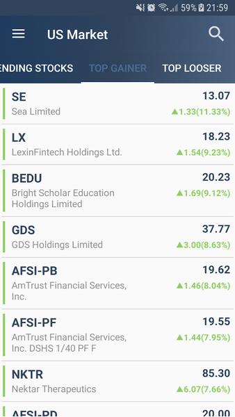 US Stock Market - Image screenshot of android app