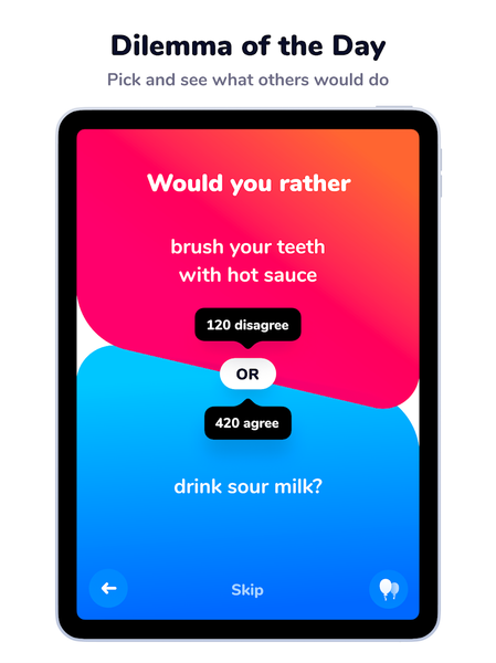 Dilemmaly - Would you rather? - Image screenshot of android app