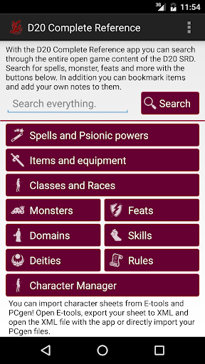D20 Complete Reference - Image screenshot of android app
