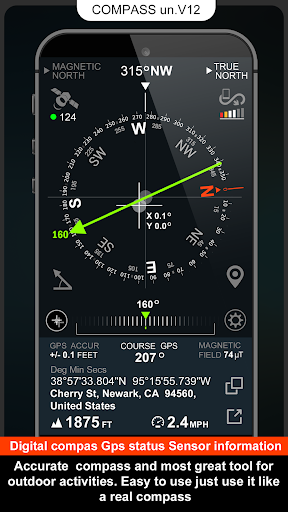 Digital Compas, Gps Status, Sensor information - عکس برنامه موبایلی اندروید