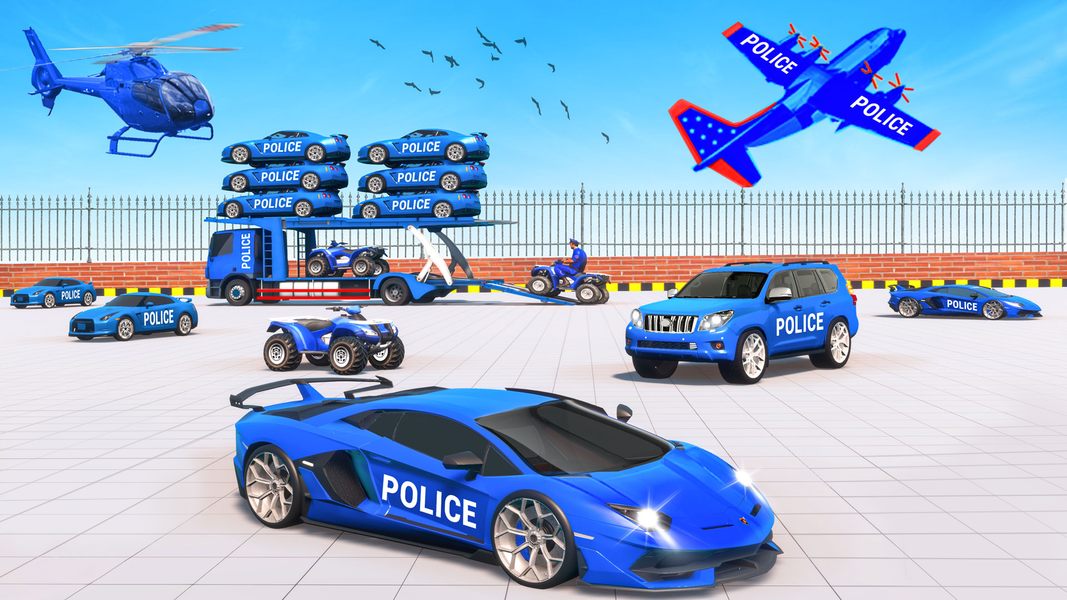 US Police-Car Transport Trucks - Gameplay image of android game