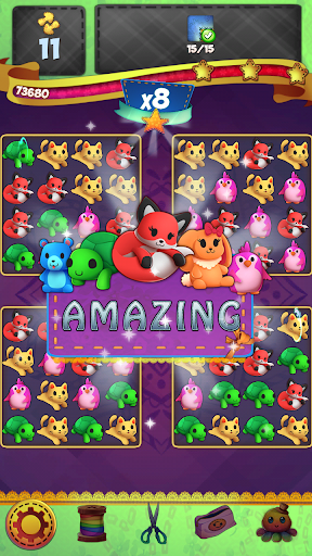 Fluffy PJ Trolls Friends: Match 3 Puzzle Game - Gameplay image of android game