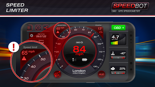 Speedbot. GPS/OBD2 Speedometer - Image screenshot of android app
