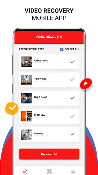 Deleted video recovery - عکس برنامه موبایلی اندروید
