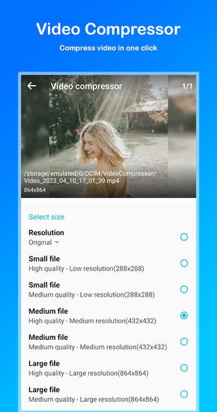 Video compressor - Reduce size - Image screenshot of android app