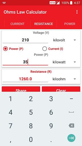 Ohms Law Calculator - Image screenshot of android app