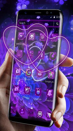 Violet Neon Black Flower Theme - Image screenshot of android app