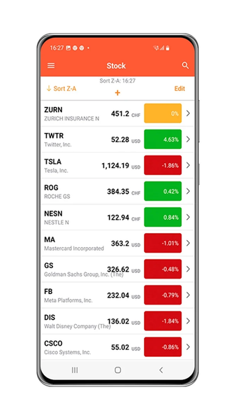 Stock Market Prices Watchlist - عکس برنامه موبایلی اندروید