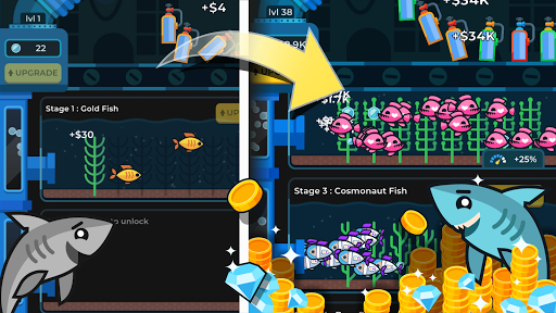 Idle Fish Aquarium - Gameplay image of android game