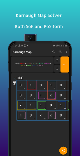 Boolean Algebra | Kmap solver - عکس برنامه موبایلی اندروید