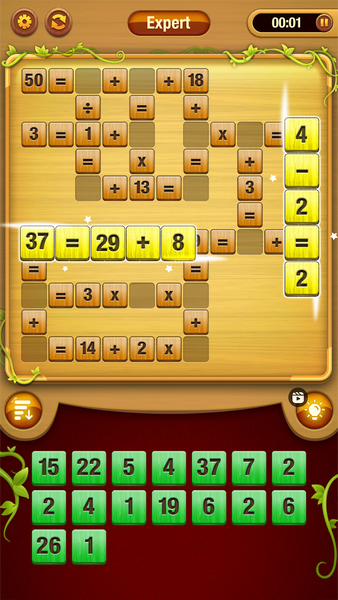 Wood Math: Cross Number - Gameplay image of android game