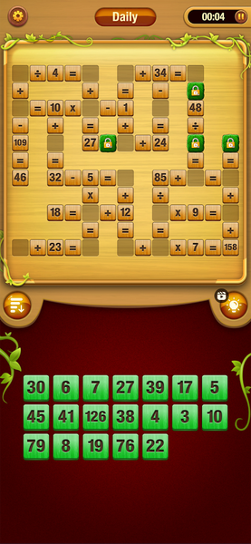 Wood Math: Cross Number - Gameplay image of android game