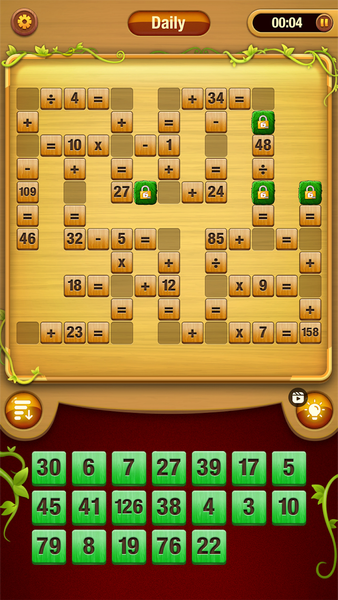 Wood Math: Cross Number - Gameplay image of android game
