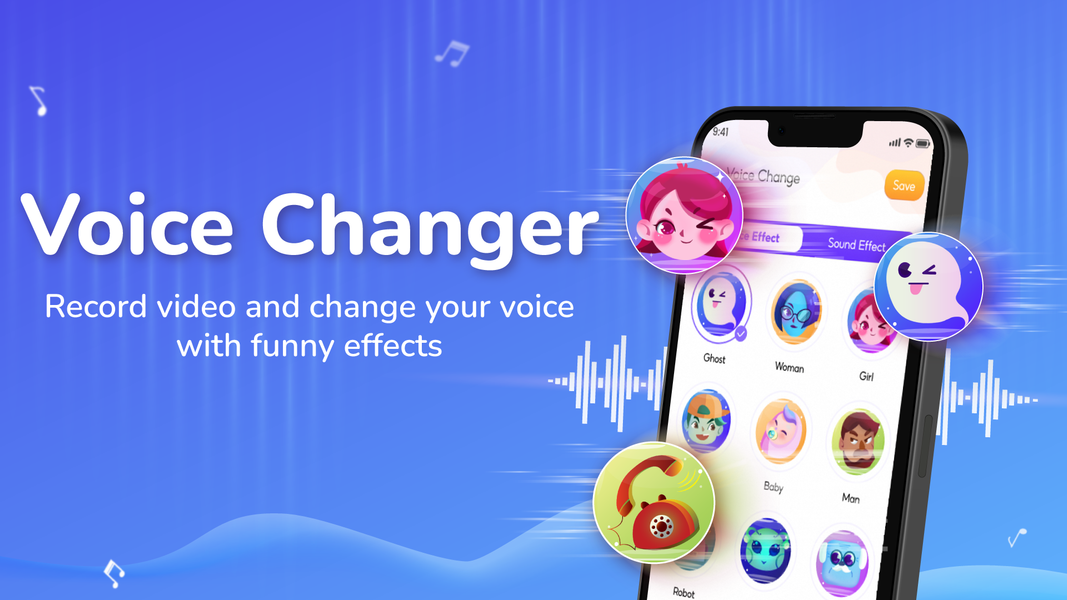 Voice Changer, Voice Effects - عکس برنامه موبایلی اندروید