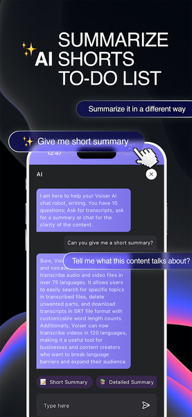 Voiser AI Transcribe Summarize - عکس برنامه موبایلی اندروید