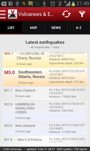 Volcanoes & Earthquakes - عکس برنامه موبایلی اندروید