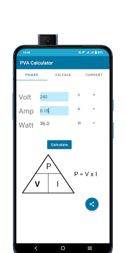 Volt Amp Watt Calculator - Image screenshot of android app