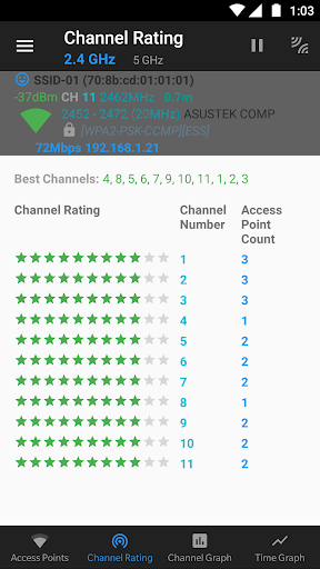 WiFi Analyzer (open-source) - Image screenshot of android app