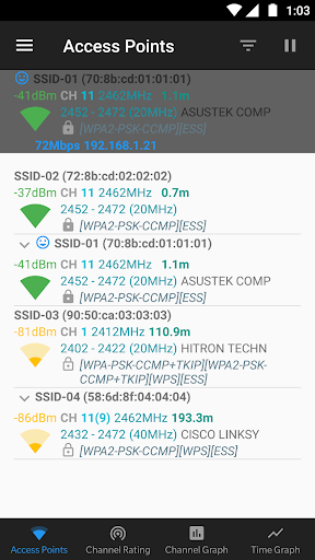 WiFi Analyzer (open-source) - Image screenshot of android app