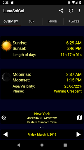LunaSolCal Mobile - Image screenshot of android app