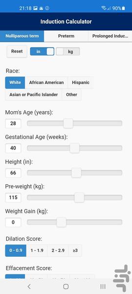Obstetric Risk Calculator - Image screenshot of android app