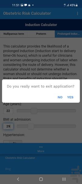 Obstetric Risk Calculator - Image screenshot of android app