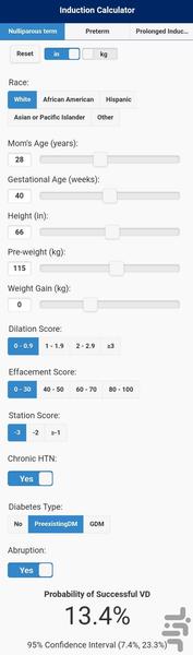 Obstetric Risk Calculator - Image screenshot of android app