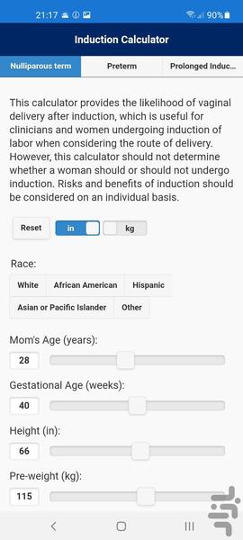 Obstetric Risk Calculator - Image screenshot of android app