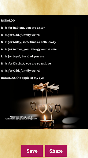 Name Meanings Poem Generator - عکس برنامه موبایلی اندروید