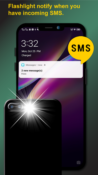 Flashlight-flash on call&SMS - Image screenshot of android app