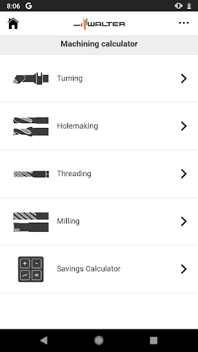 Walter Machining Calculator - عکس برنامه موبایلی اندروید