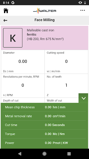 Walter Machining Calculator - عکس برنامه موبایلی اندروید