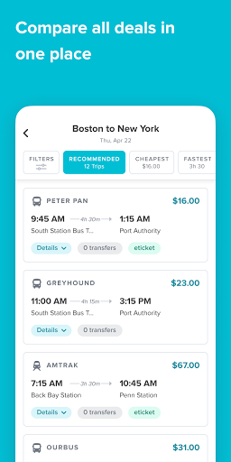 Wanderu: Bus & Train Tickets - عکس برنامه موبایلی اندروید