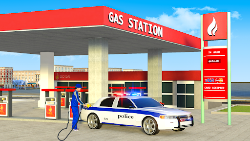 Gas Station Police Car Parking - Gameplay image of android game