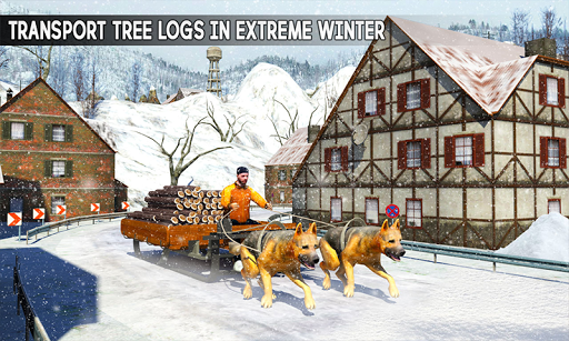 Snow Dog Sledding Transport: Dog Simulator Games - Gameplay image of android game