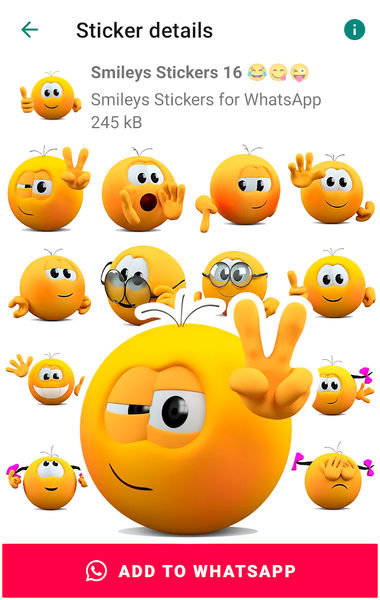 Smiley Stickers for WhatsApp - عکس برنامه موبایلی اندروید