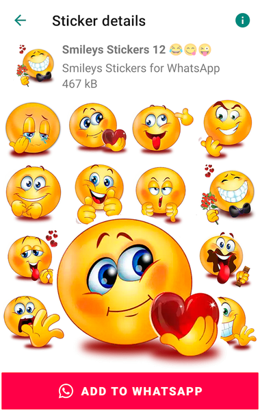 Smiley Stickers for WhatsApp - عکس برنامه موبایلی اندروید