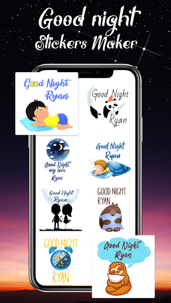 Good Night Stickers - Image screenshot of android app