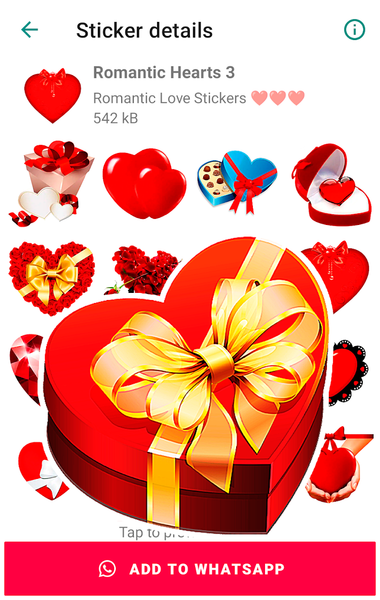Romantic Love stickers - عکس برنامه موبایلی اندروید