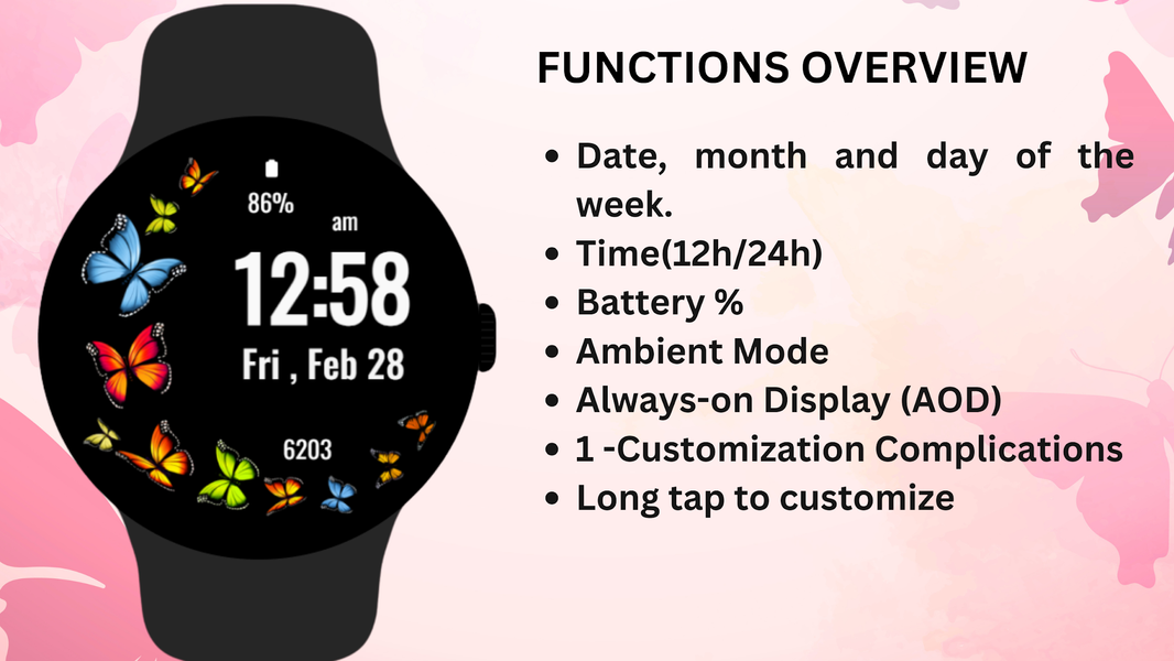 Butterfly Simple Watch Face - عکس برنامه موبایلی اندروید