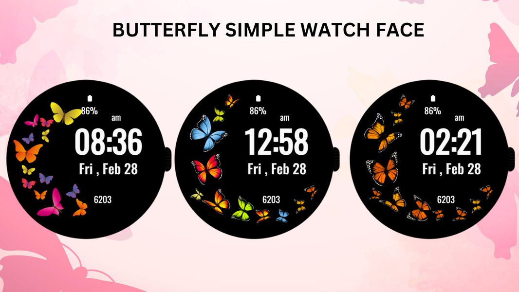 Butterfly Simple Watch Face - عکس برنامه موبایلی اندروید