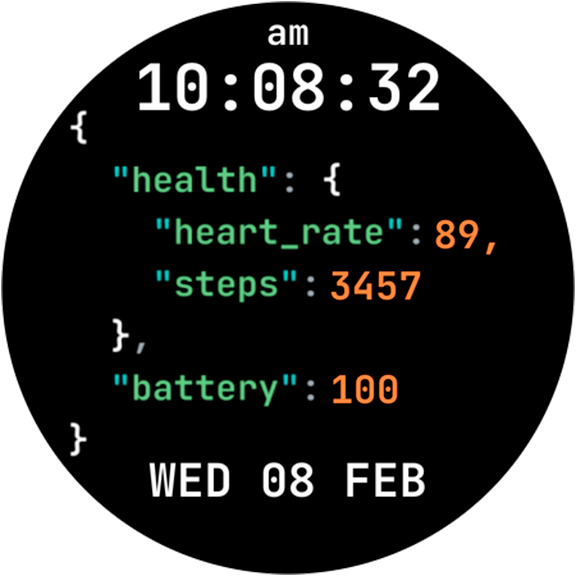 AZ۲۶۱ Json Code Watch Face - عکس برنامه موبایلی اندروید