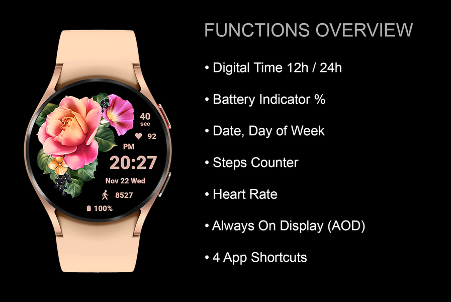 EY۰۱ Flowers Watch Face - عکس برنامه موبایلی اندروید